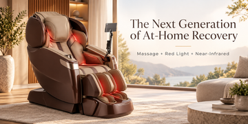 Infrared massage chair with integrated red and near-infrared light in a modern home