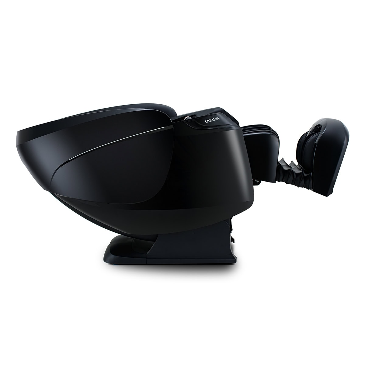 Ogawa Active XL DUO Black and Black zero gravity reclined view with extended legrest