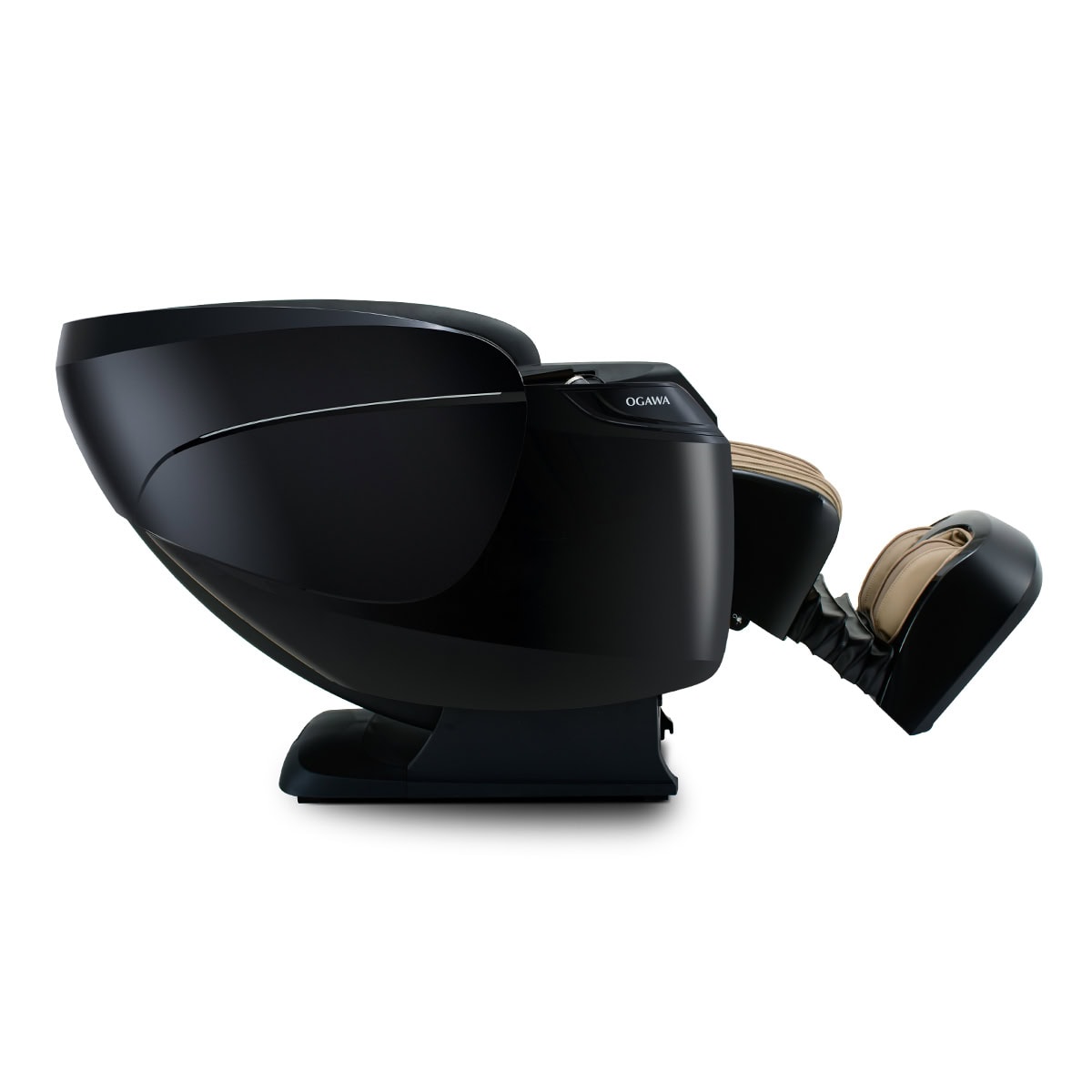 Ogawa Active XL DUO black and champagne reclined view extended leg rest