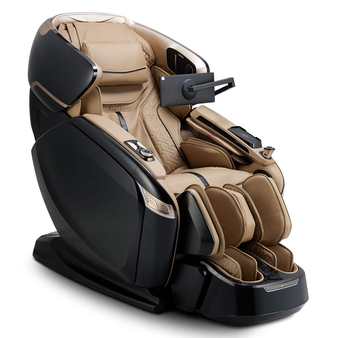Ogawa BioVision Massage Chair Black and Champagne Angled View